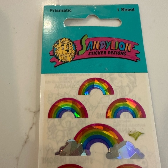Sandy lion vintage sticker prismatic rainbow  cloud set - Picture 2 of 4